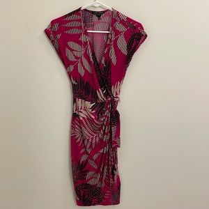 Pink Purple Cap Sleeve Wrap Dress